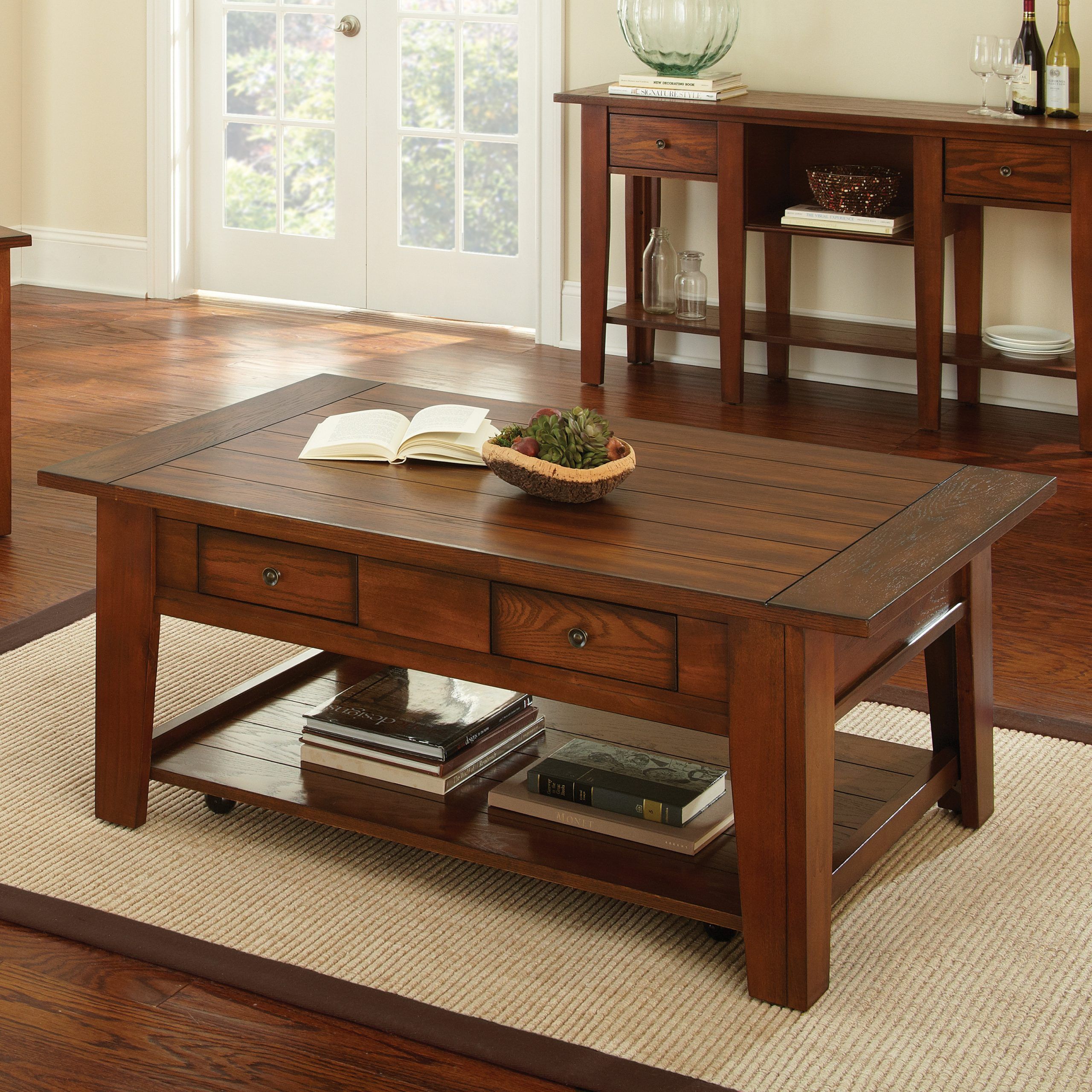 Steve Silver Desoto Rectangle Dark Oak Wood Coffee Table With Regard To Metal And Mission Oak Coffee Tables (View 2 of 15)
