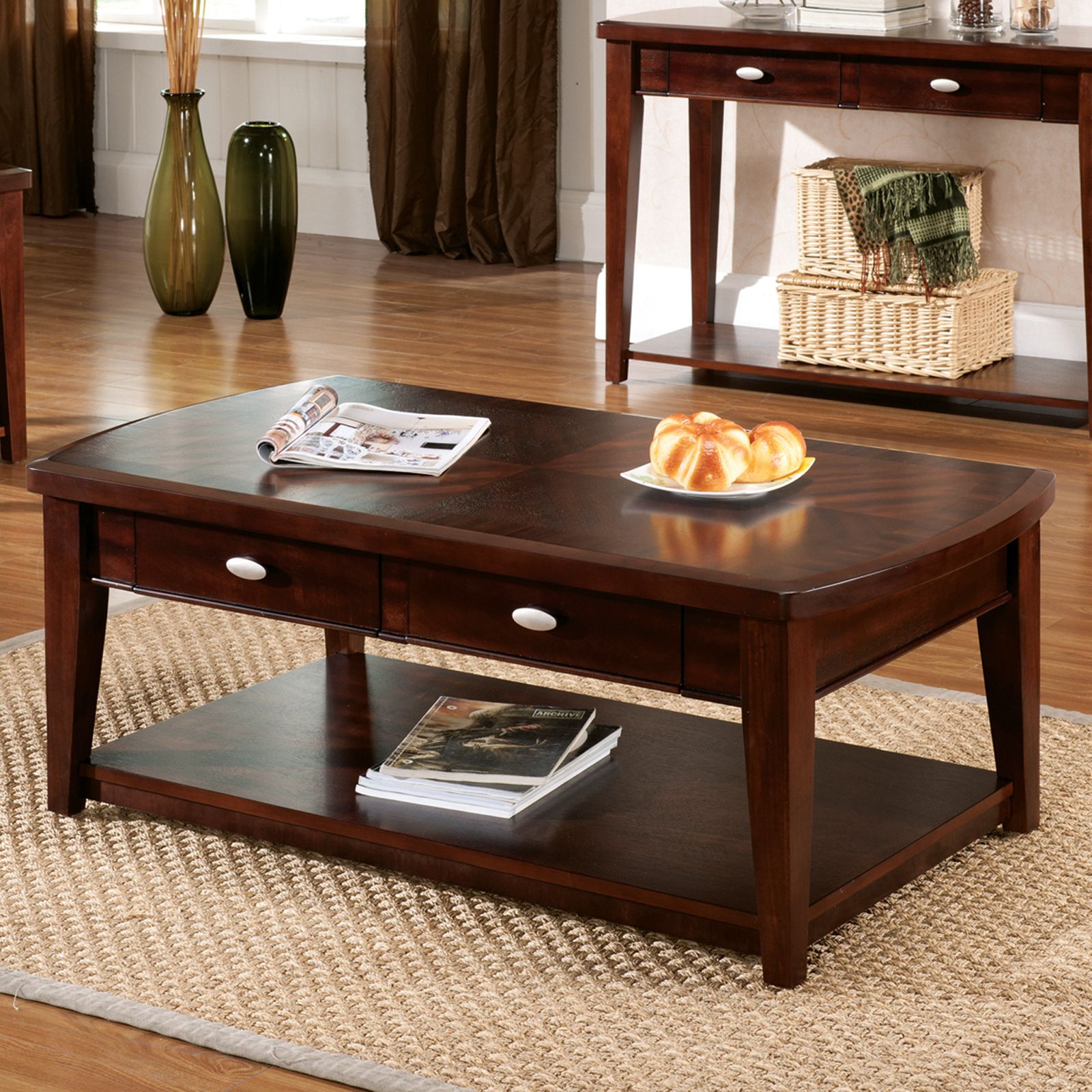 Steve Silver Huntington Rectangle Cherry Wood Coffee Table In Wood Rectangular Coffee Tables (View 3 of 15)