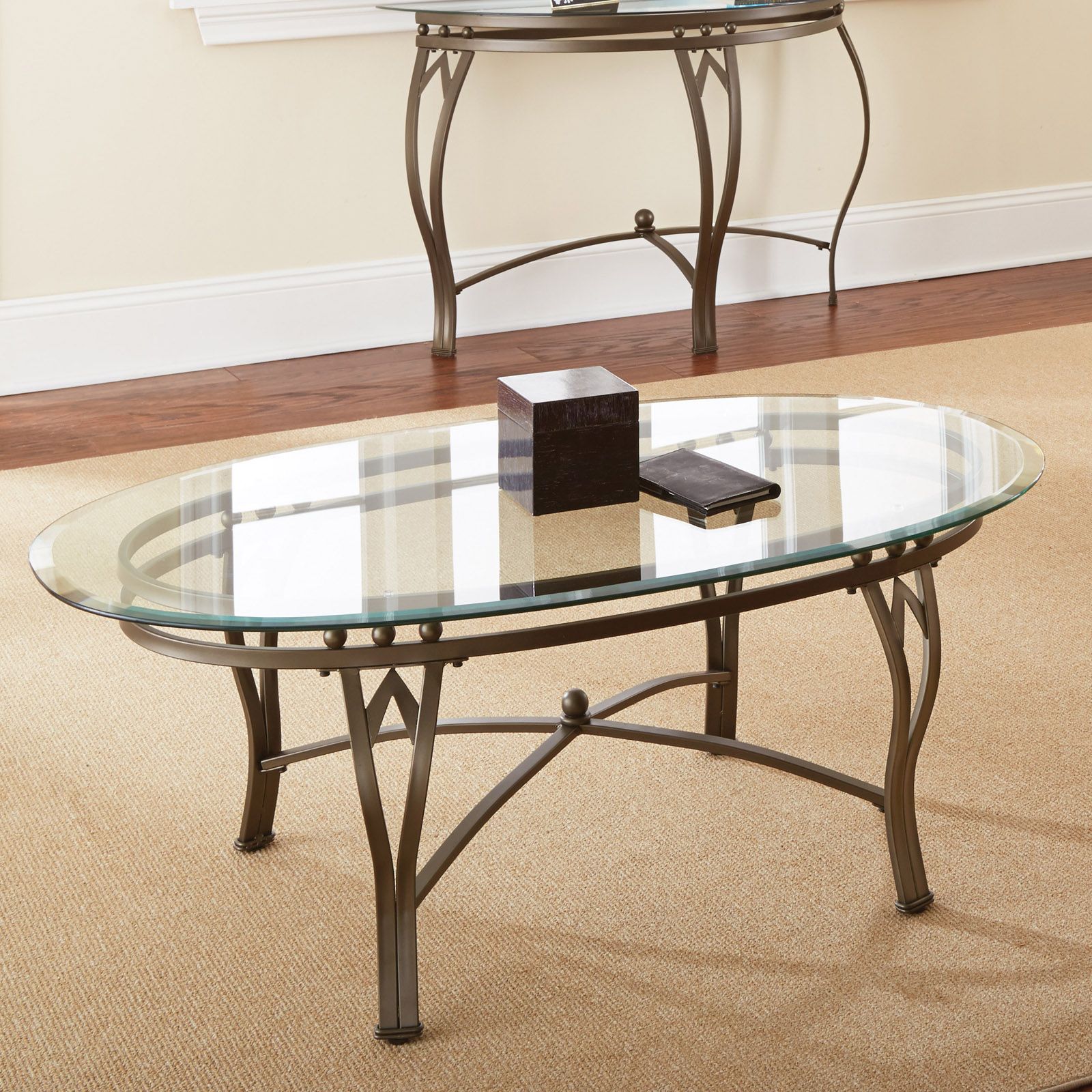 Steve Silver Madrid Oval Glass Top Coffee Table – Coffee With Regard To Silver Coffee Tables (View 6 of 15)