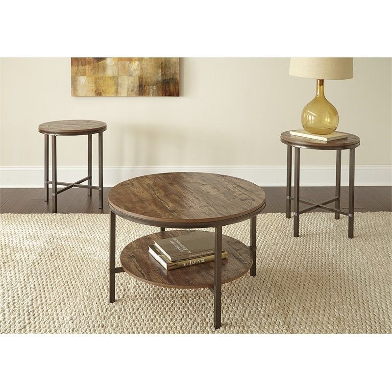Steve Silver Sedona 3 Piece Round Wood And Metal Coffee With 2 Piece Round Coffee Tables Set (View 3 of 15)