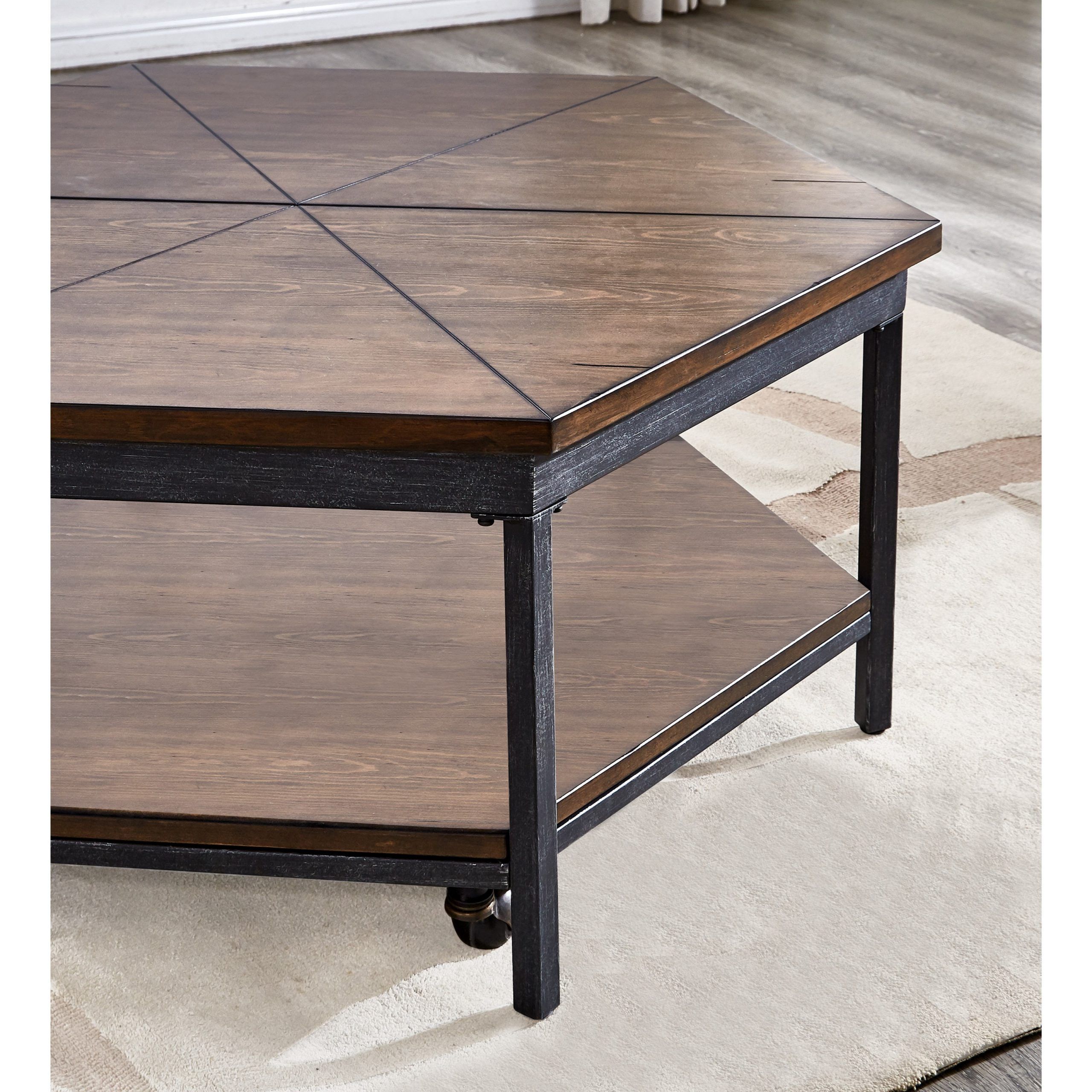 Steve Silver Ultimo Um200cl Industrial Hexagon Lift Top Within Silver Coffee Tables (View 8 of 15)
