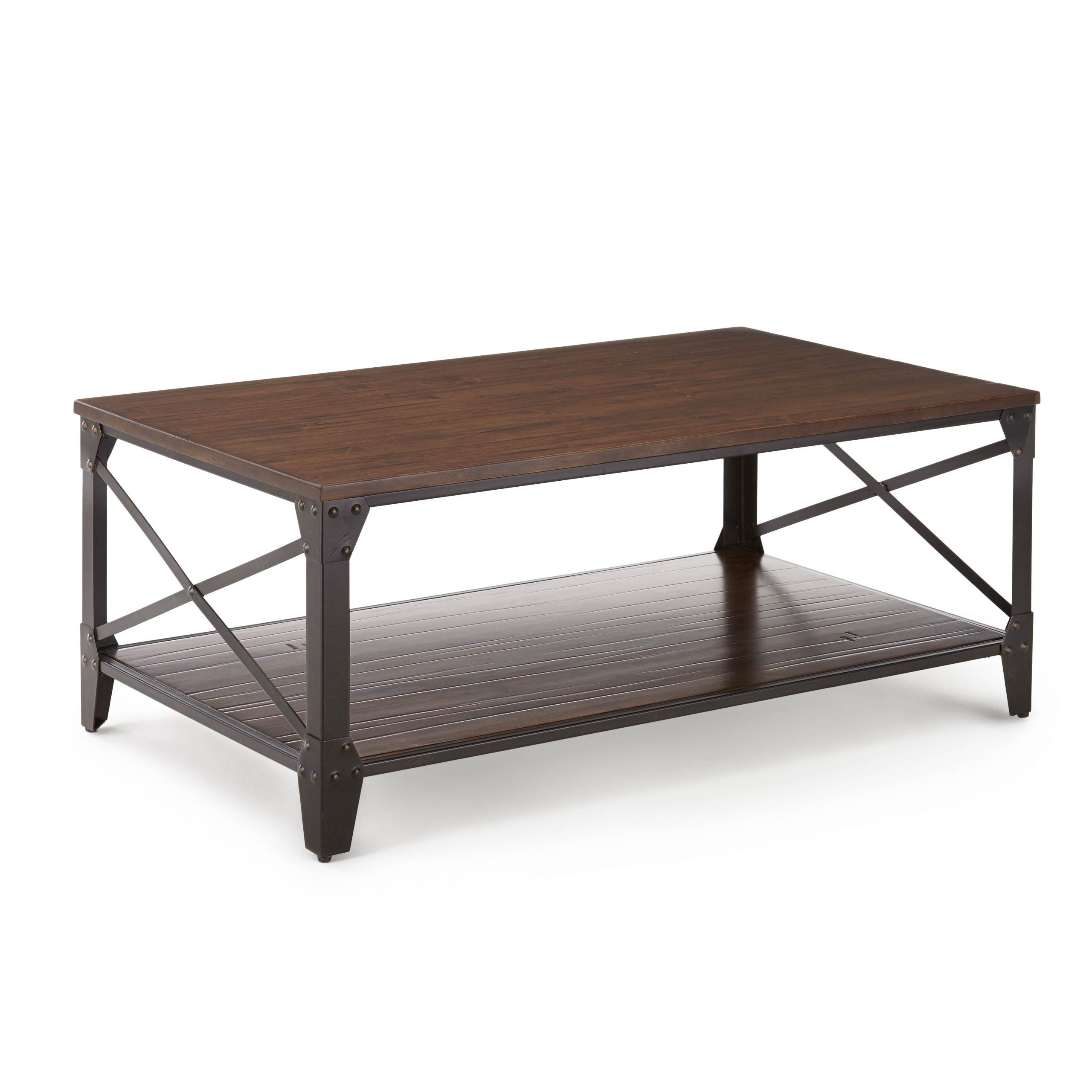 Steve Silver Winston Rectangle Distressed Tobacco Wood And With Antique Silver Metal Coffee Tables (Photo 1 of 15)