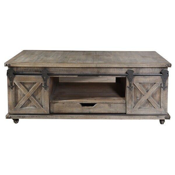 Stylecraft Presley 4 Door With Drawer Driftwood Grey Within Gray Driftwood Storage Coffee Tables (View 2 of 15)