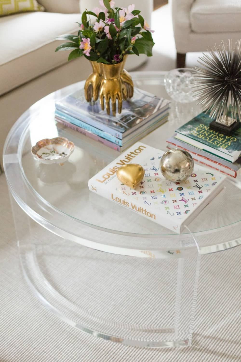 Styling Tricks For Round Coffee Tables | Round Coffee Pertaining To Clear Acrylic Coffee Tables (View 9 of 15)