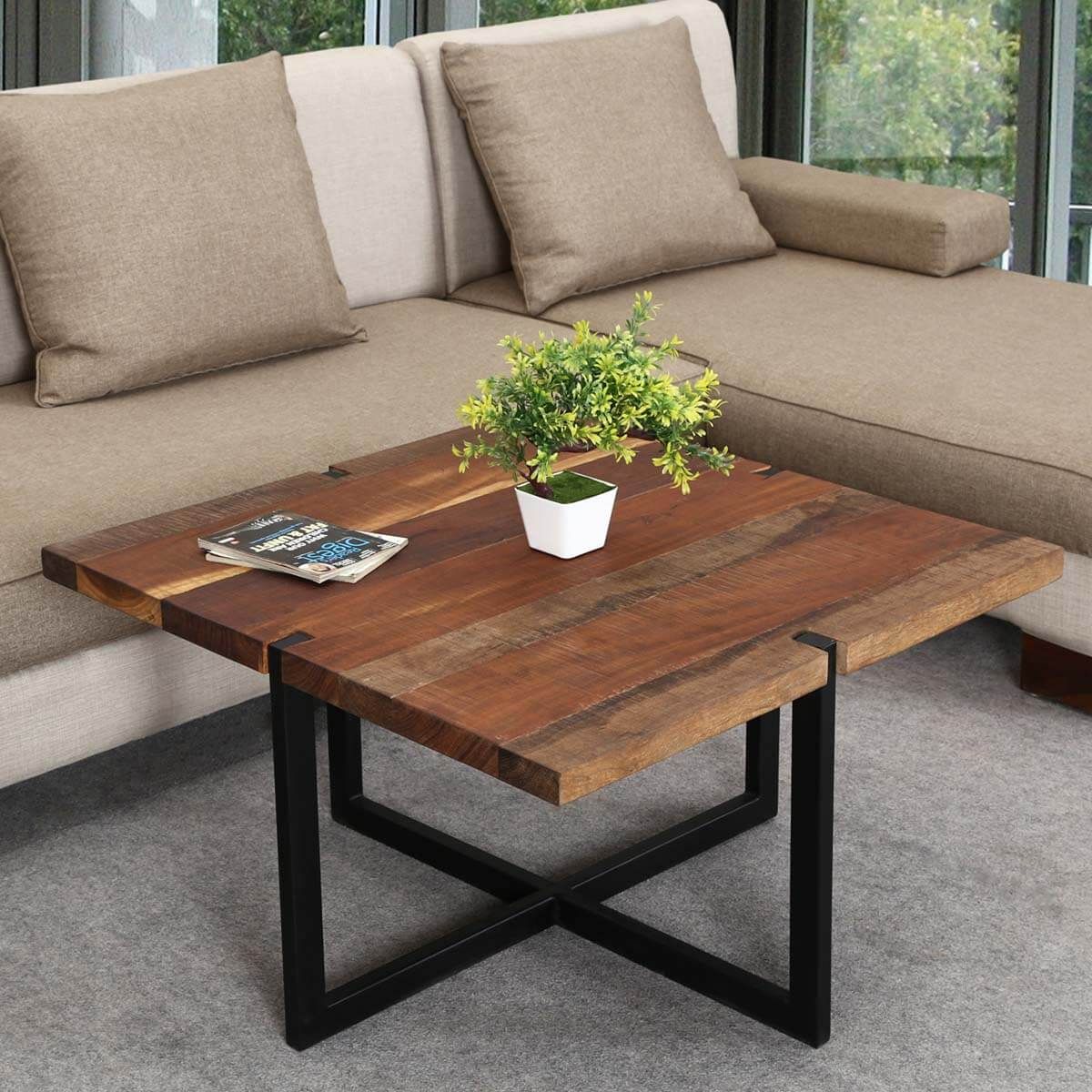 Suffolk Simplicity Reclaimed Wood Square Industrial Coffee Throughout Barnwood Coffee Tables (View 9 of 15)
