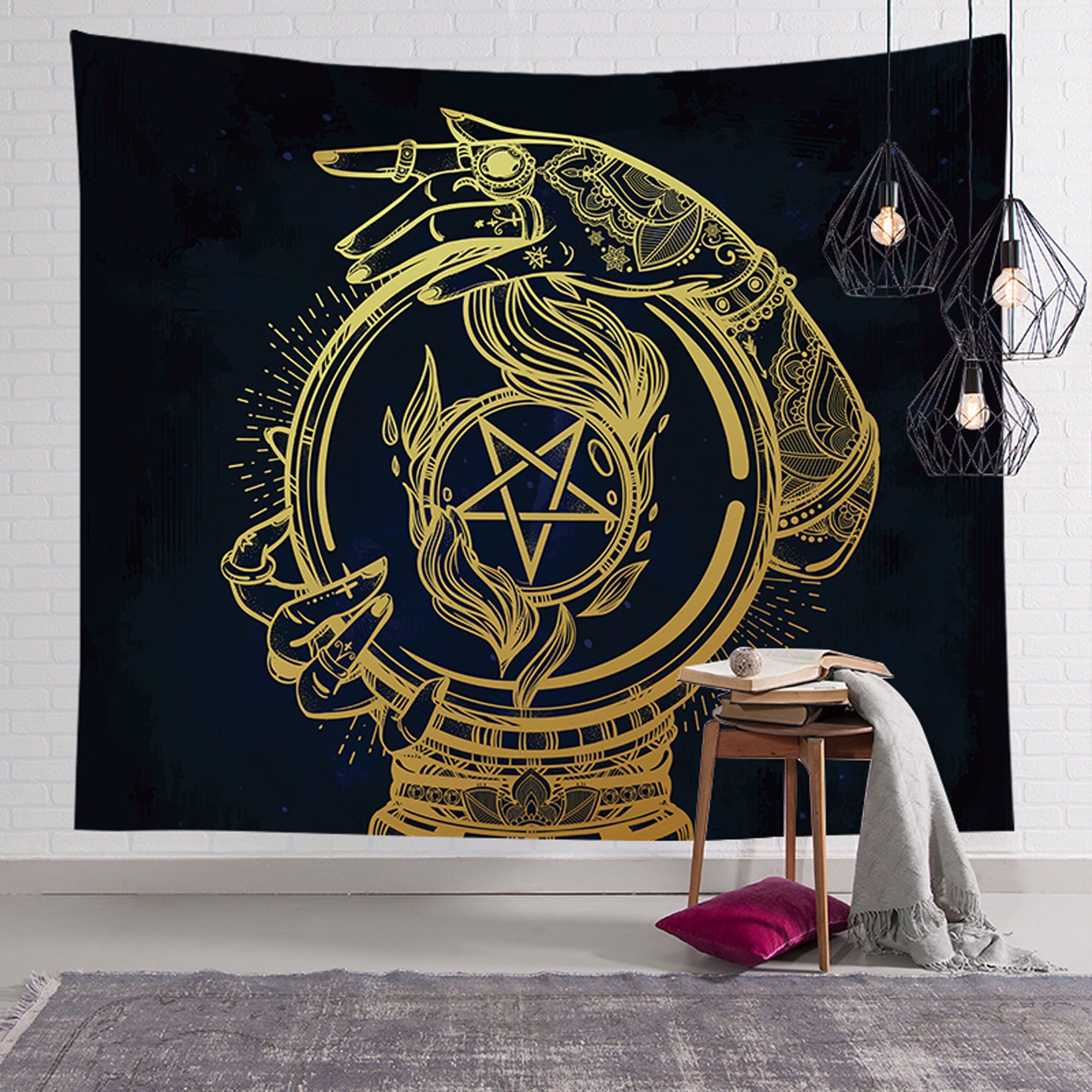Sun And Moon Psychedelic Tapestry Zodiac Tapestry Throughout Lunar Wall Art (Photo 3 of 15)