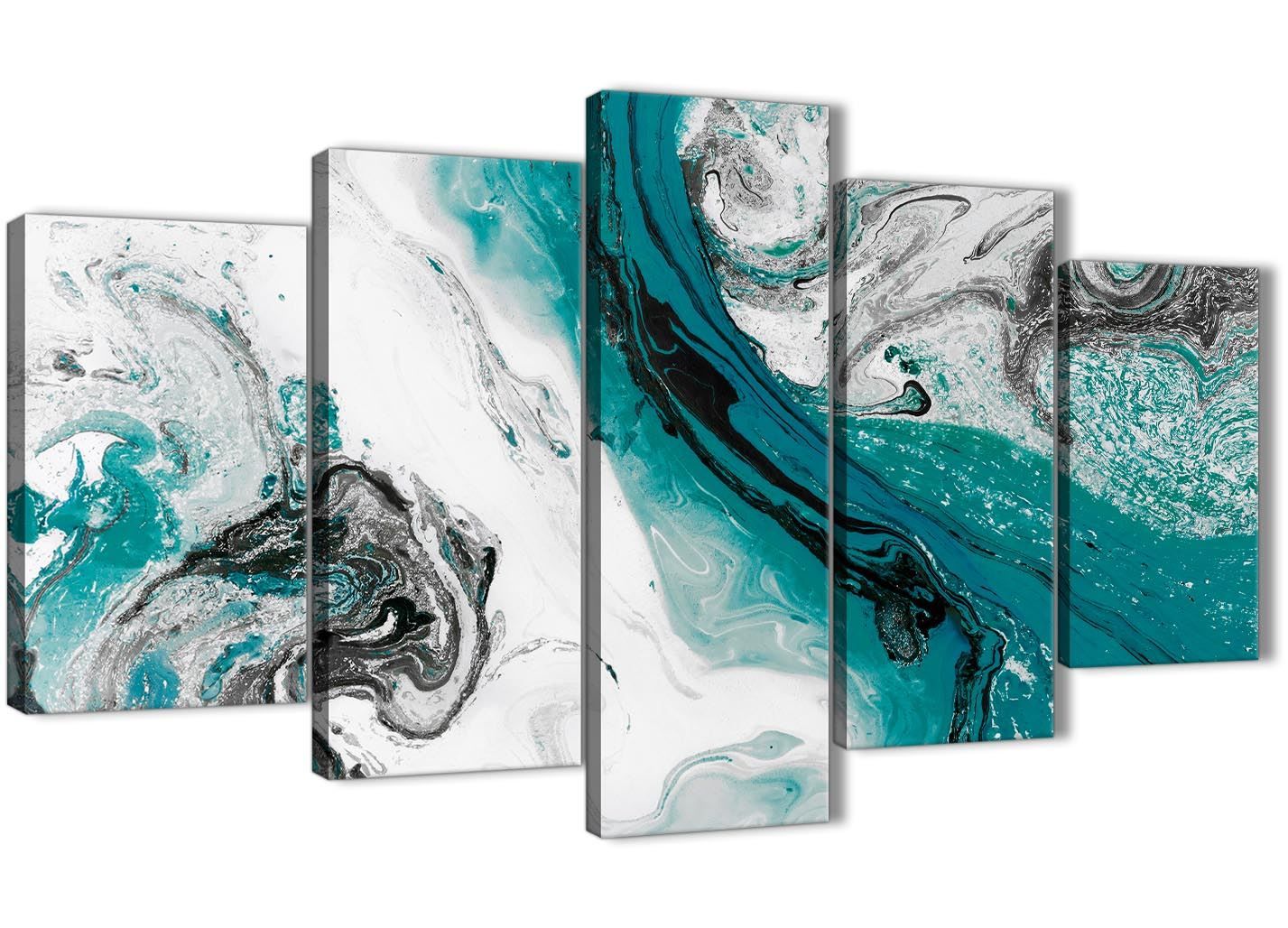 Teal And Grey Swirl Living Room Canvas Wall Art Throughout Swirl Wall Art (View 8 of 15)