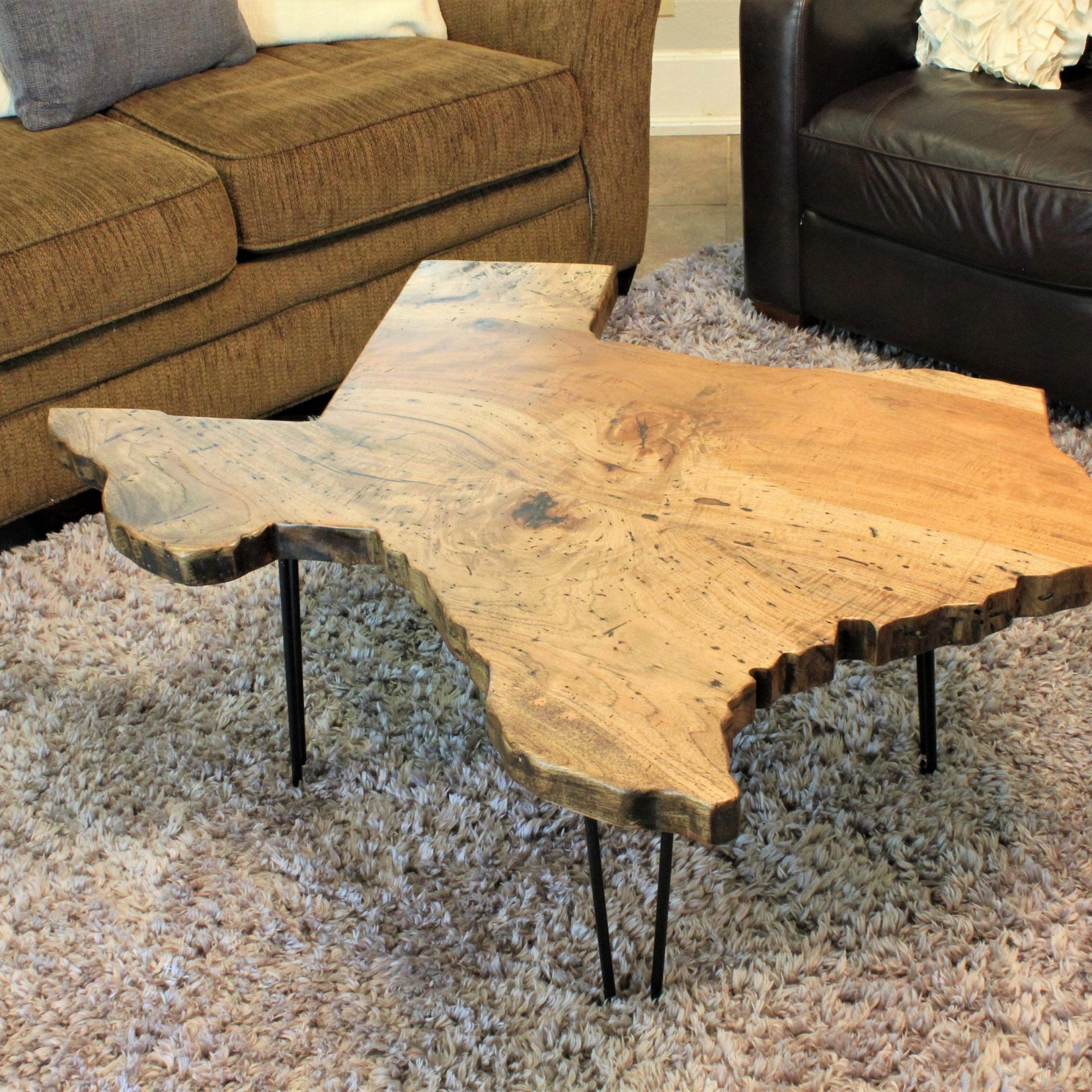 Texas State Pecan Coffee Table | Etsy Pertaining To Warm Pecan Coffee Tables (View 11 of 15)