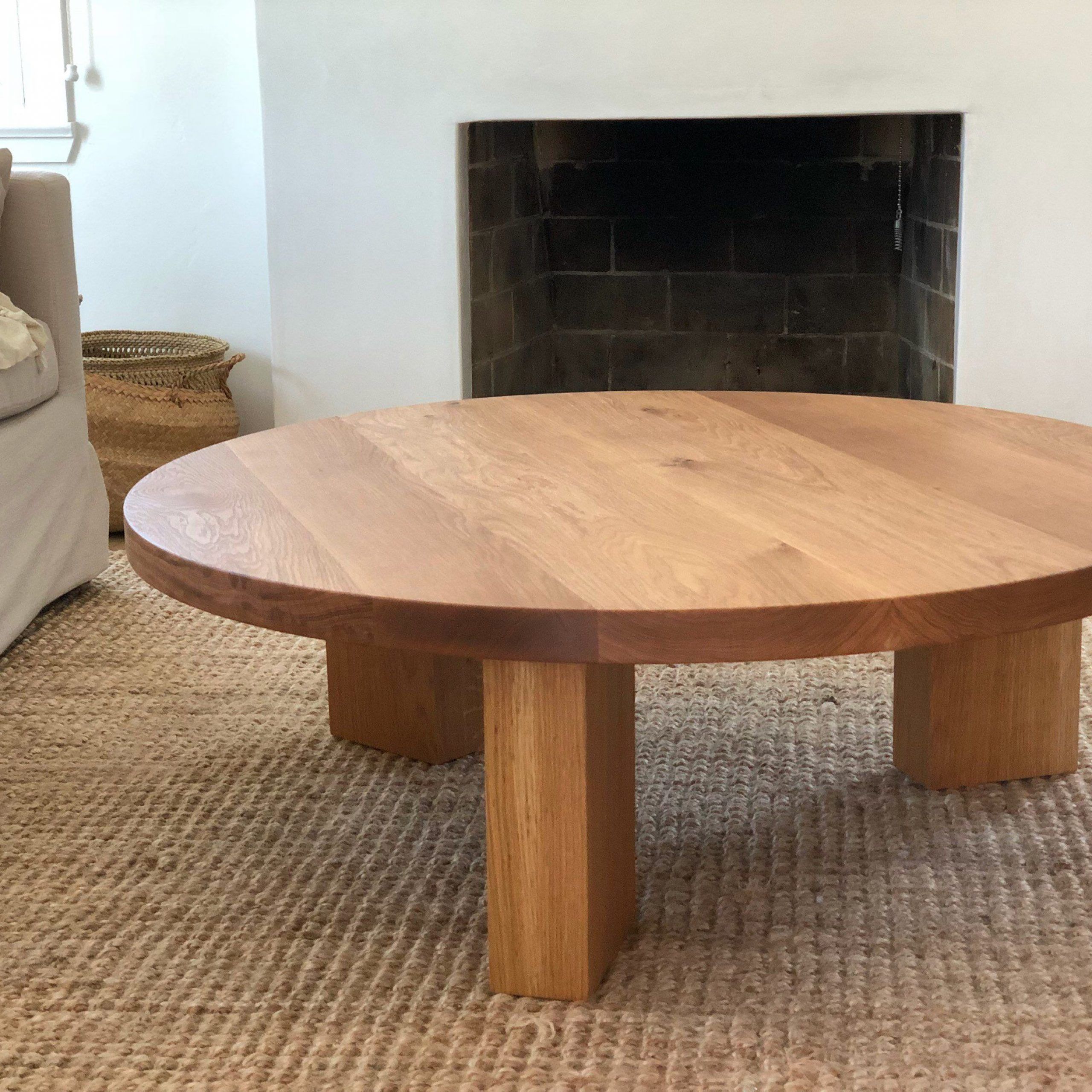 The Og 40 White Oak Modern Round 3 Leg Coffee Table | Etsy Inside Metal Legs And Oak Top Round Coffee Tables (View 8 of 15)