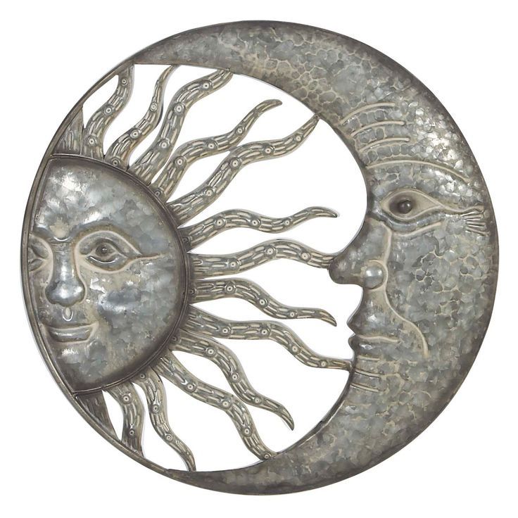 The Round Decmode Iron Celestial Sun And Moon Wall Decor Throughout Lunar Wall Art (Photo 5 of 15)