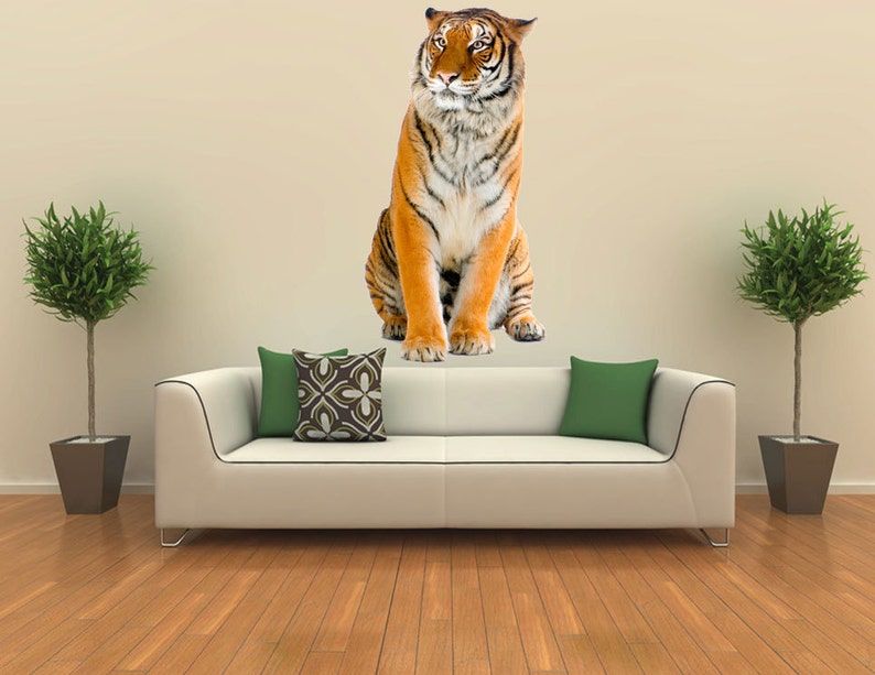 Tiger Wall Decal Room Decor Tiger Wall Sticker Removable With Regard To Tiger Wall Art (View 7 of 15)