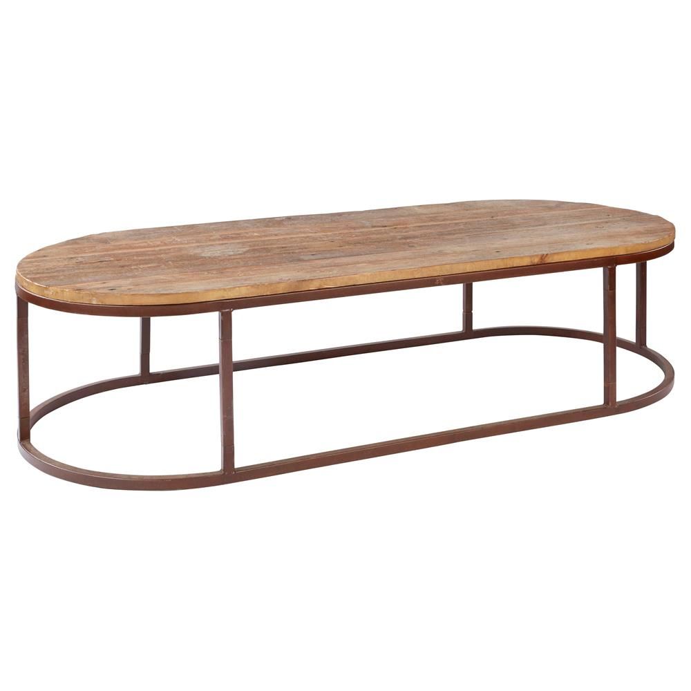 Tilton Rustic Lodge Reclaimed Wood Iron Oval Coffee Table Inside Oval Aged Black Iron Coffee Tables (View 11 of 15)