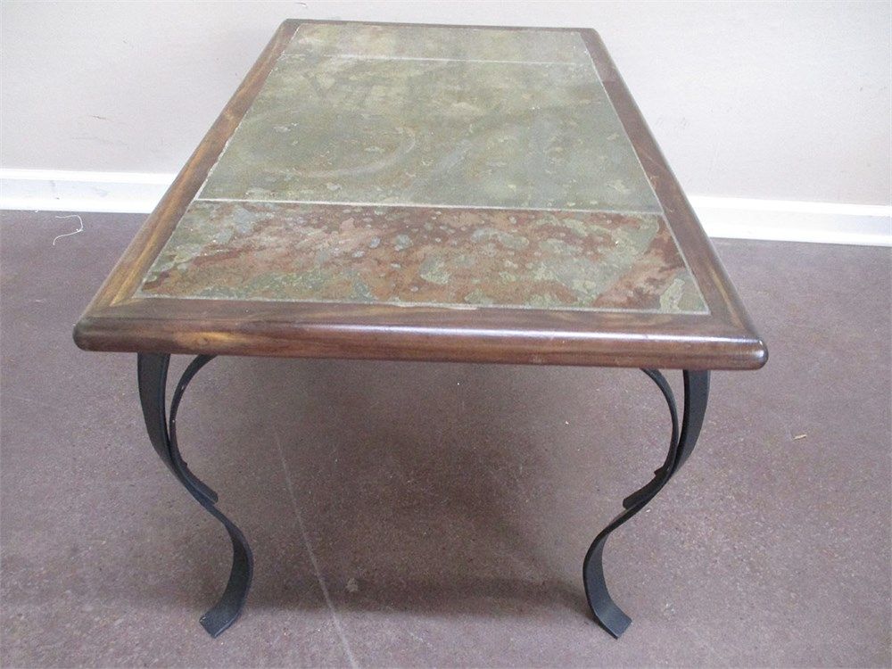 Transitional Design Online Auctions – Slate And Wrought With Regard To Wrought Iron Cocktail Tables (View 2 of 15)