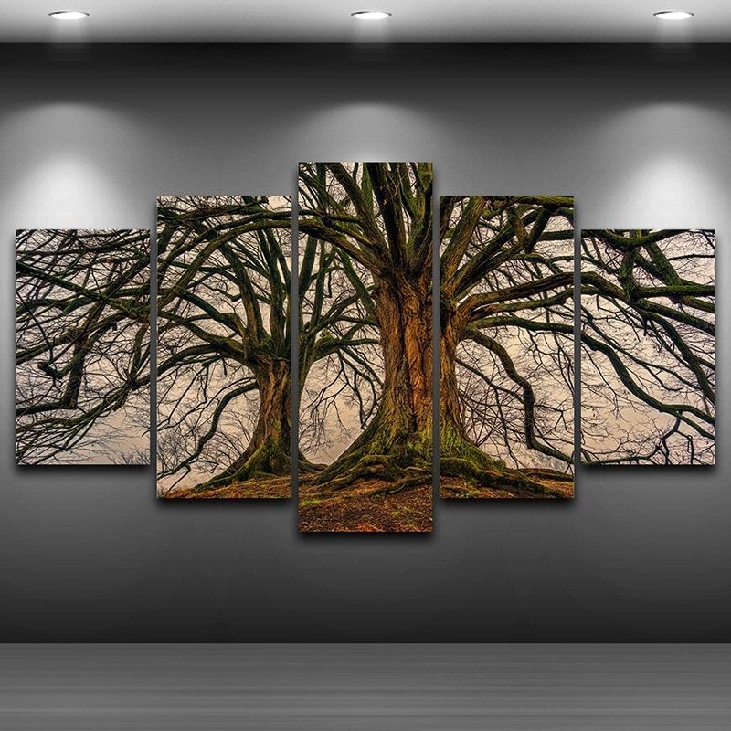 Tree Branch Artistic Print Drawing Decor On Canvas Framed Inside Dragon Tree Framed Art Prints (View 12 of 15)