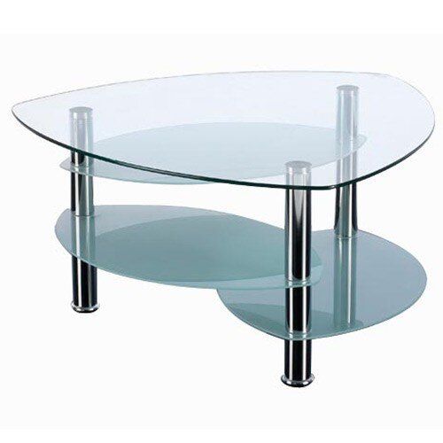 Triangular Clear Glass & Chrome Coffee Table – Huntoffice (View 15 of 15)