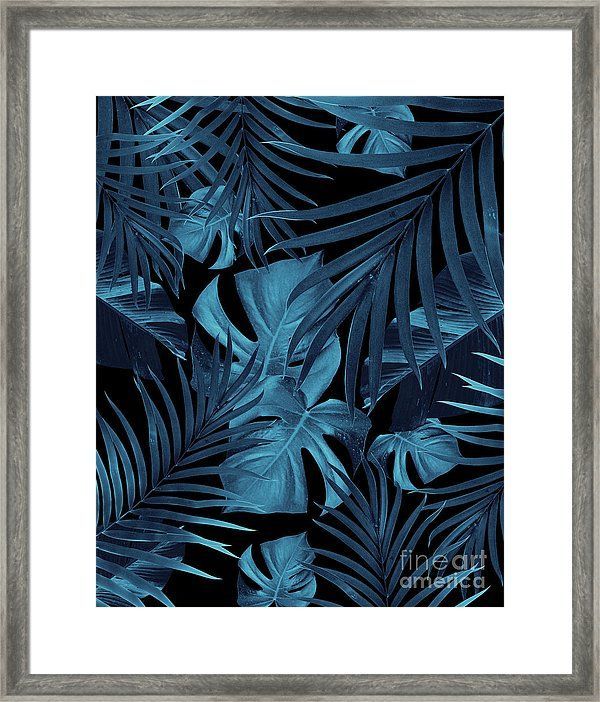 Tropical Jungle Night Leaves Pattern #2 #tropical #decor # Intended For Tropical Framed Art Prints (View 12 of 15)