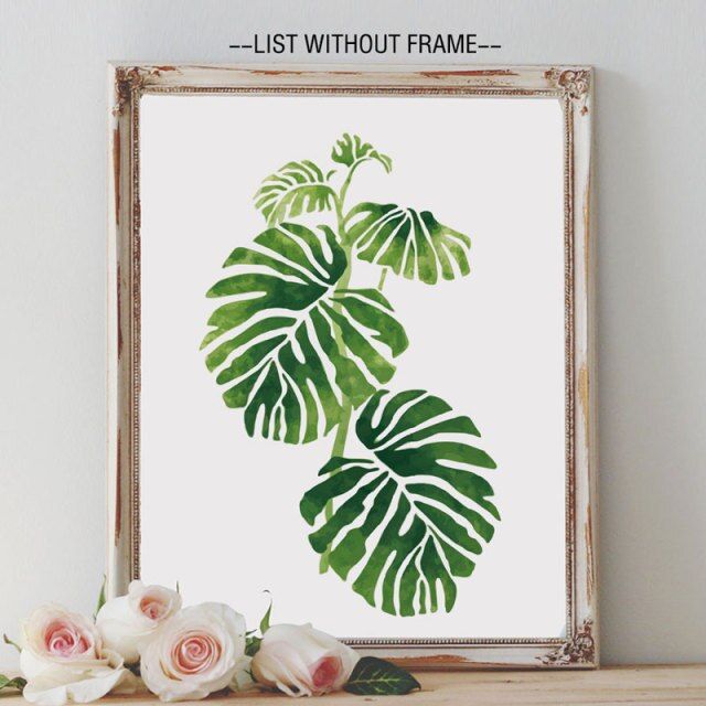 Tropical Palm Leaves Art Prints Green Rainforest Throughout Palm Leaves Wall Art (View 14 of 15)