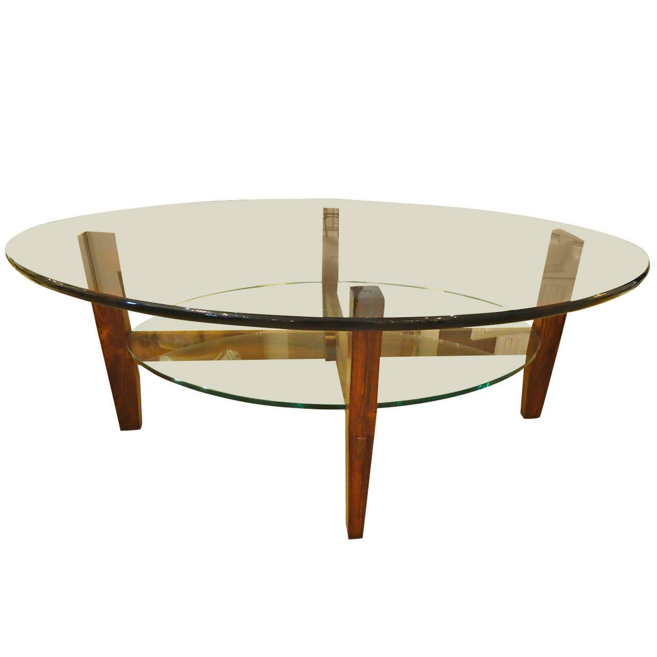 Two Tier Rosewood And Oval Glass Coffee Cocktail Table At Throughout Glass And Gold Oval Coffee Tables (View 14 of 15)
