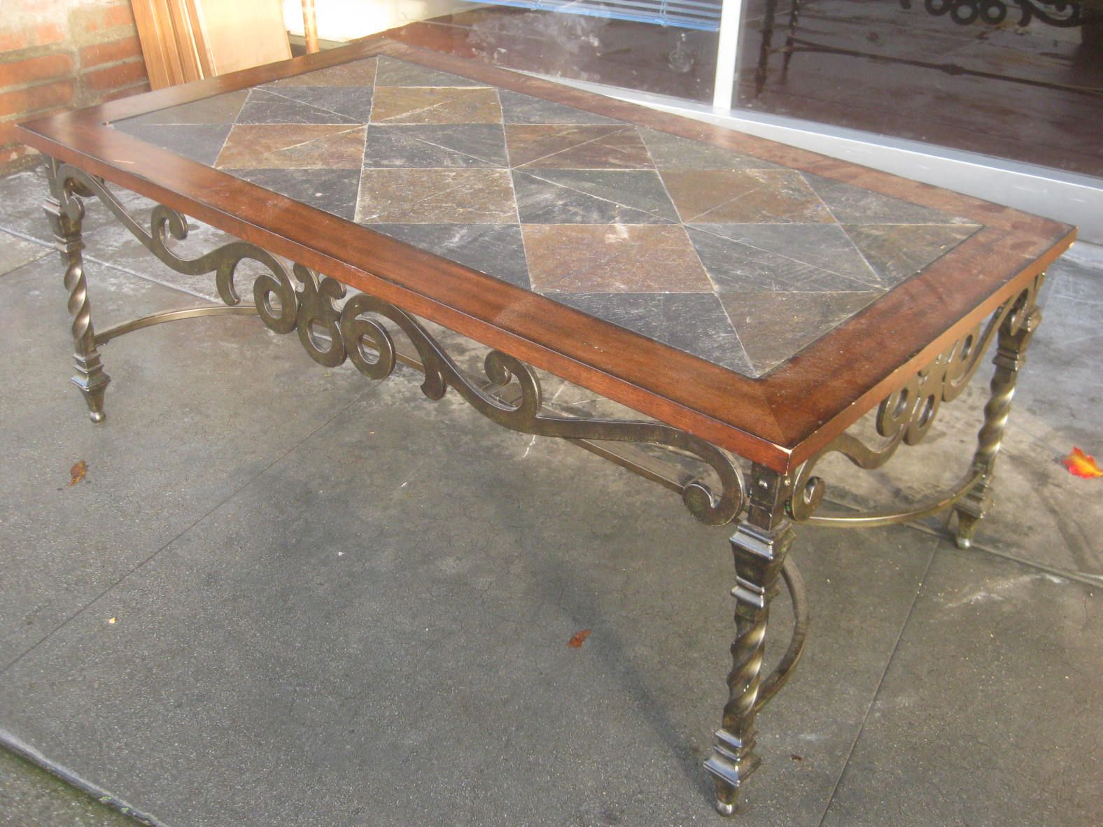 Uhuru Furniture & Collectibles: Sold – Tile Top Coffee Within Aged Black Iron Coffee Tables (View 2 of 15)