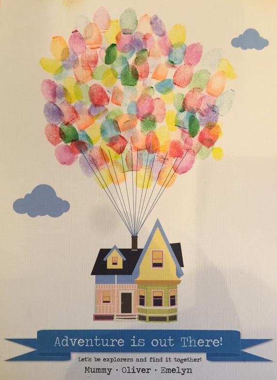 Up Inspired Custom Fingerprint Art Balloon House Print Within Balloons Framed Art Prints (View 8 of 15)