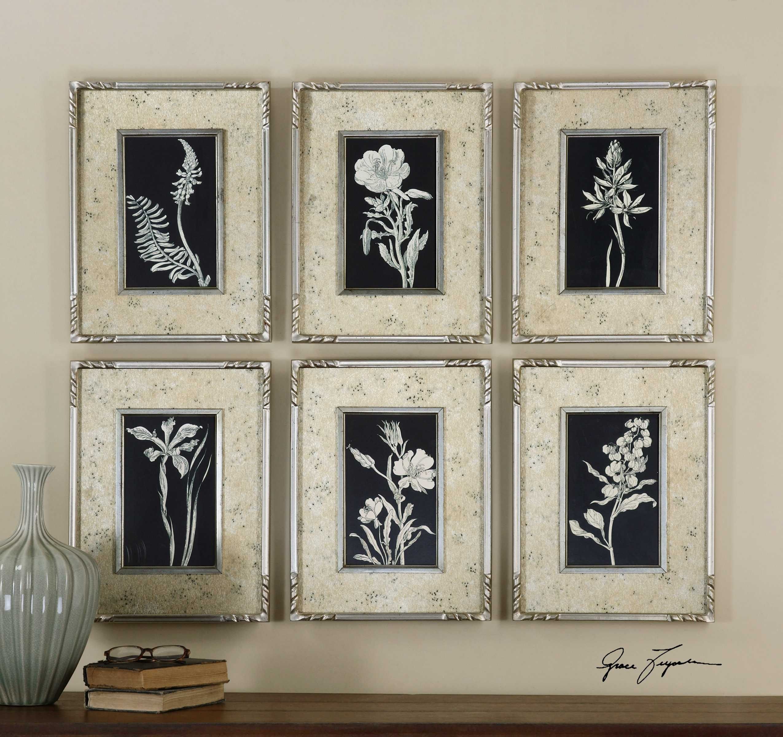Uttermost Glowing Florals Framed Wall Art (6 Piece Set With Wall Framed Art Prints (View 7 of 15)