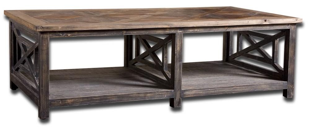 Uttermost Spiro Reclaimed Wood Cocktail Table : Uxhl Within Natural And Caviar Black Cocktail Tables (View 6 of 15)