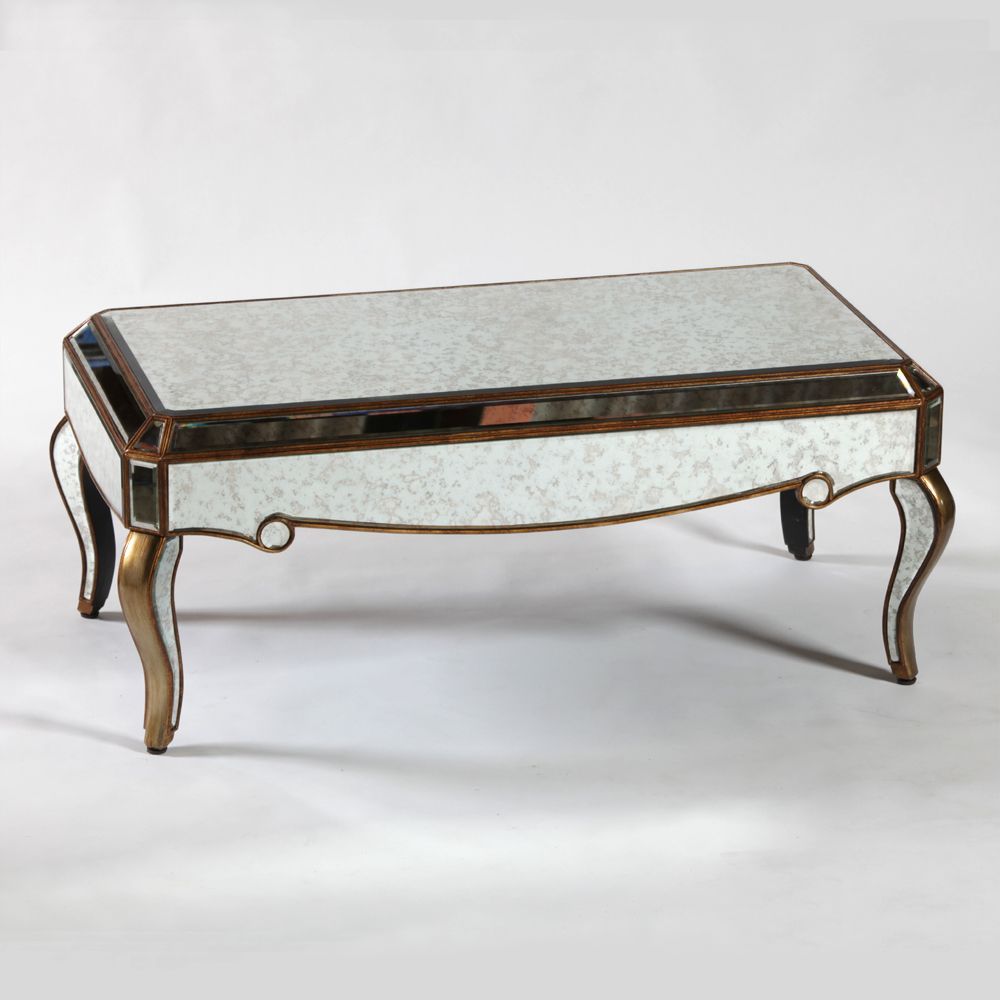 Venetian Antique Mirrored Gold Edged Coffee Table With Antique Gold And Glass Coffee Tables (View 5 of 15)