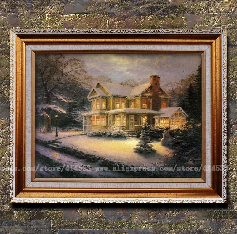 Victorian Christmas Landscape Painting Modern Wall With Landscape Framed Art Prints (Photo 1 of 15)