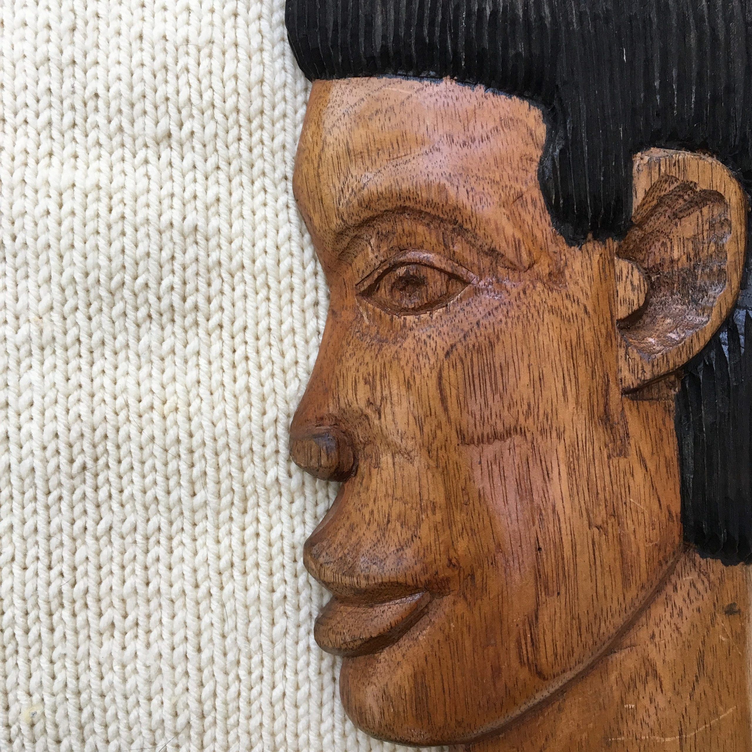 Vintage African Hand Carved Wooden Wall Hanging, African Pertaining To Retro Wood Wall Art (View 12 of 15)
