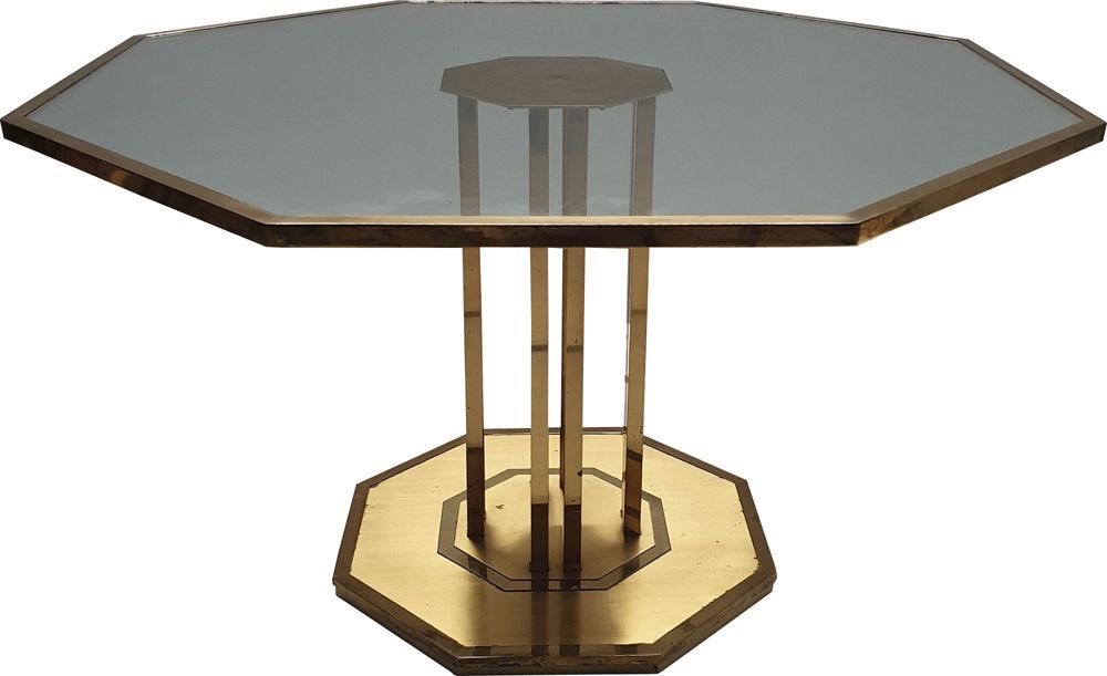 Vintage Brass & Glass Octagonal Coffee Table 1970s With Regard To Octagon Coffee Tables (View 6 of 15)