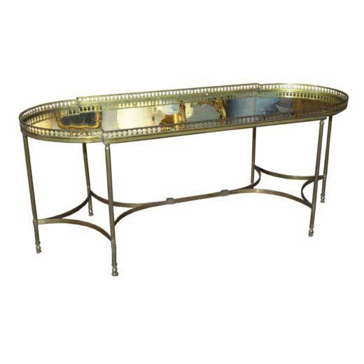 Vintage French Brass And Mirrored Cocktail Table W Intended For Antique Mirror Cocktail Tables (Photo 13 of 15)