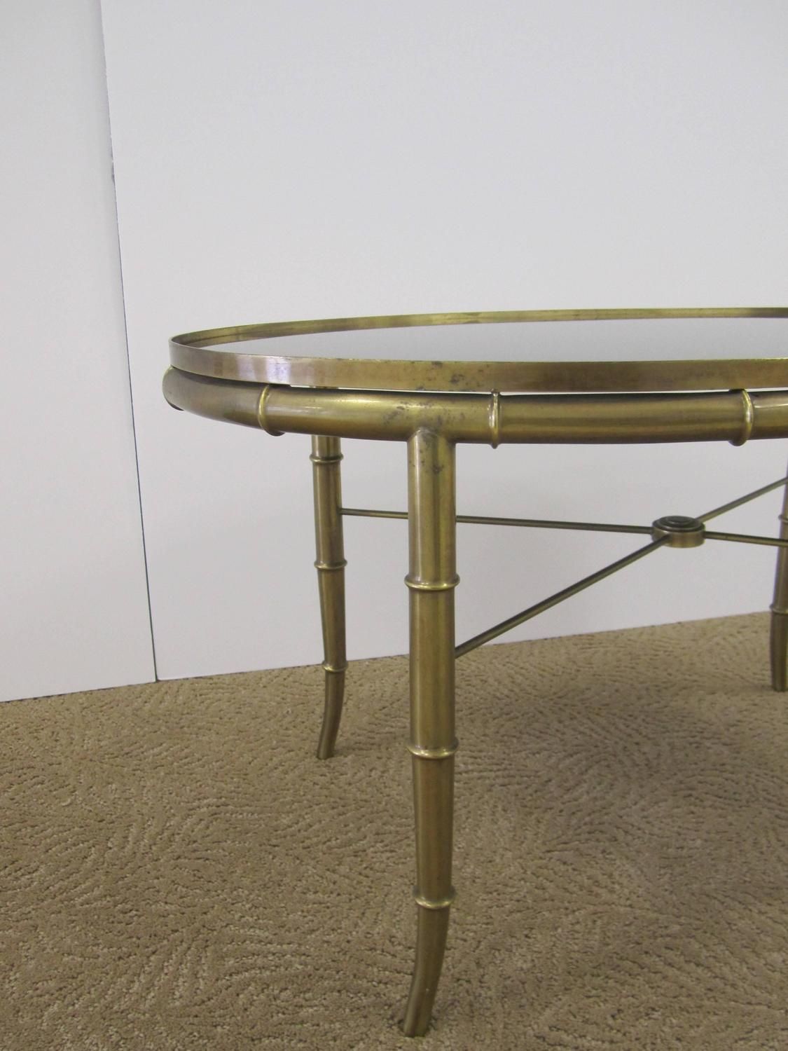 Vintage Italian Brass Cocktail Table With Black Mirrored With Regard To Antique Brass Round Cocktail Tables (View 7 of 15)