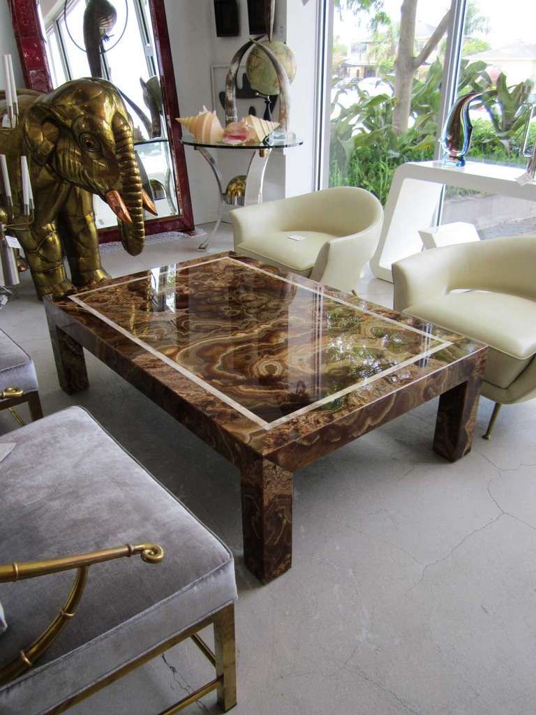 Vintage Onyx Rectangular Coffee Table At 1stdibs In Natural And Caviar Black Cocktail Tables (View 12 of 15)
