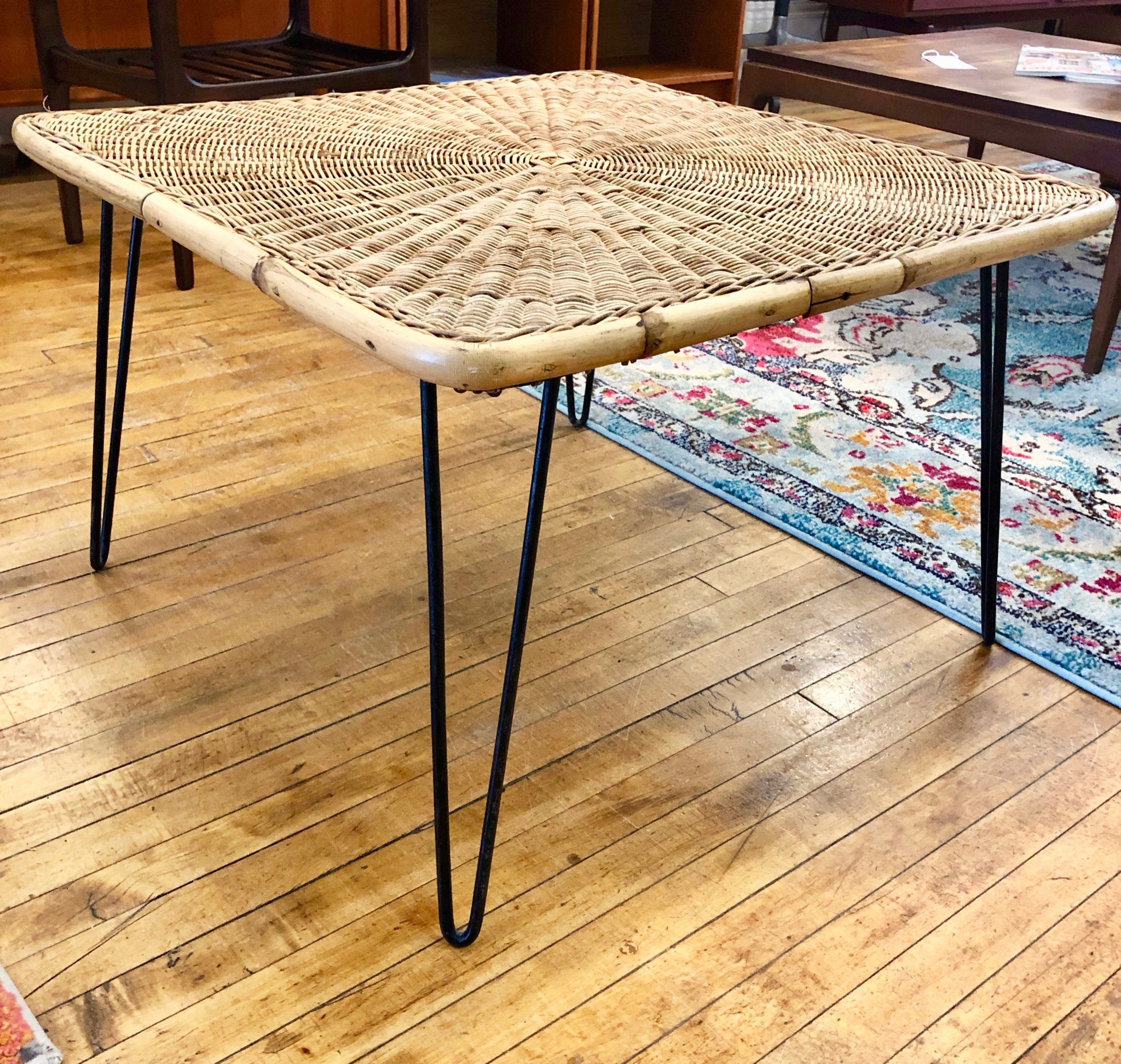 Vintage Wicker Coffee Table W/ Hairpin Legs 1950's | Circa With Wicker Coffee Tables (View 11 of 15)