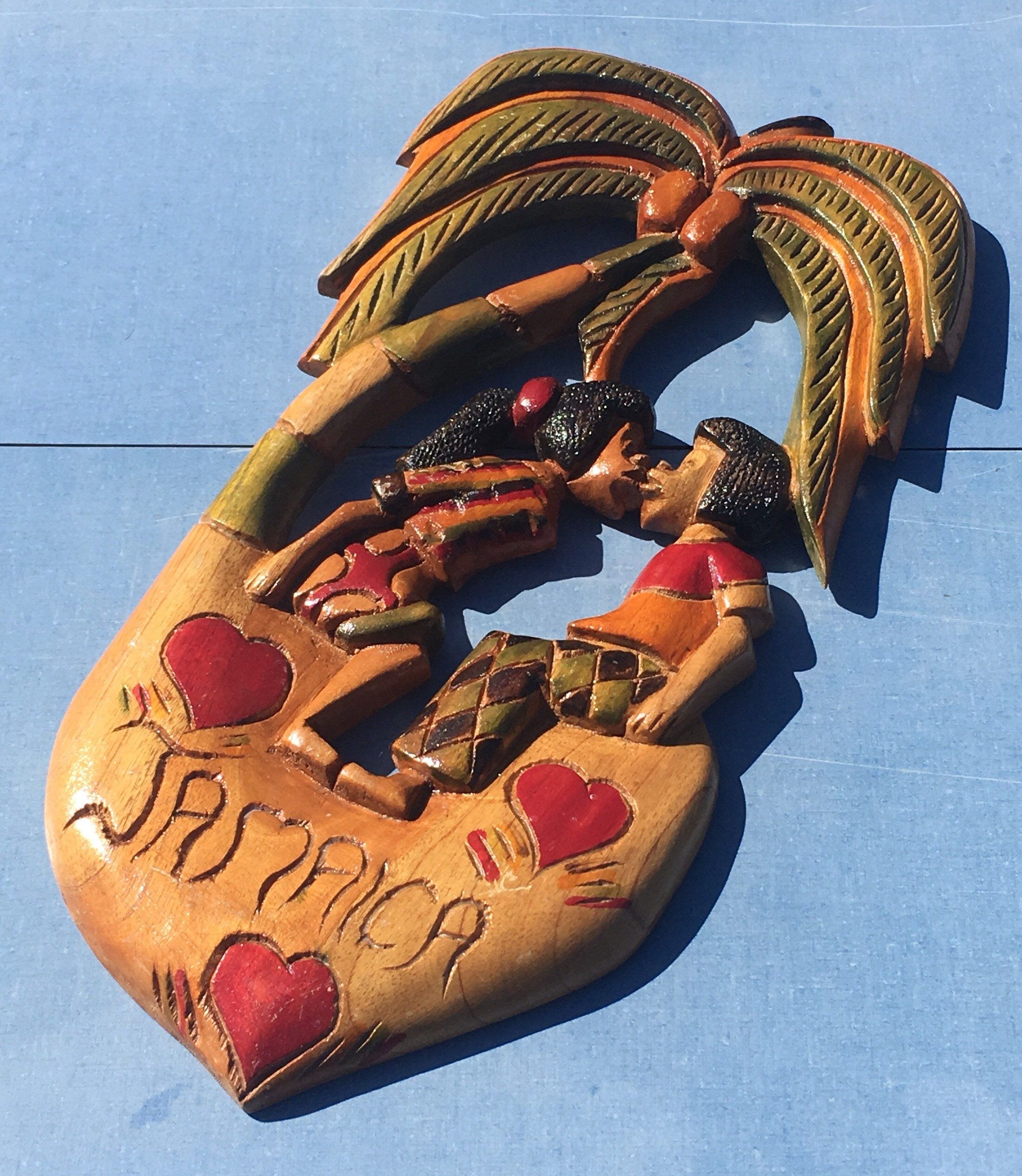 Vintage Wood Carving, Tropical Lovers Wall Decor, Carved Pertaining To Retro Wood Wall Art (View 13 of 15)