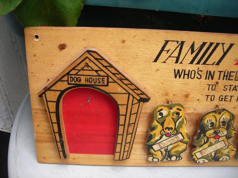 Vintage Wooden Wall Plaque 1950s Family Dog House Wall Art Regarding Retro Wood Wall Art (View 8 of 15)