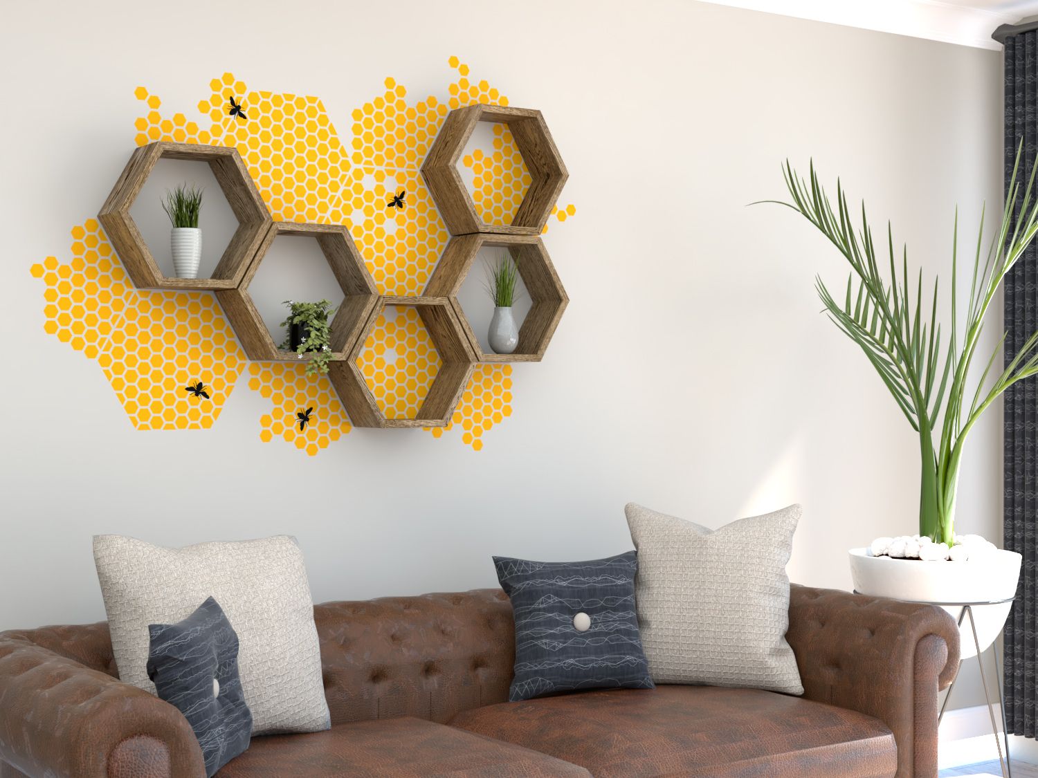 Vinyl Wall Decal | Wall Stickers | Honeycomb Decal | Wall Regarding Stripes Wall Art (View 12 of 15)
