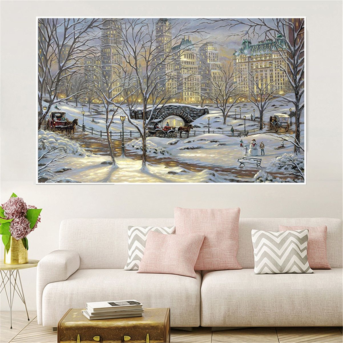 Wall Painting Winter Snow Landscape Bridge Poster Prints For Snow Wall Art (View 5 of 15)
