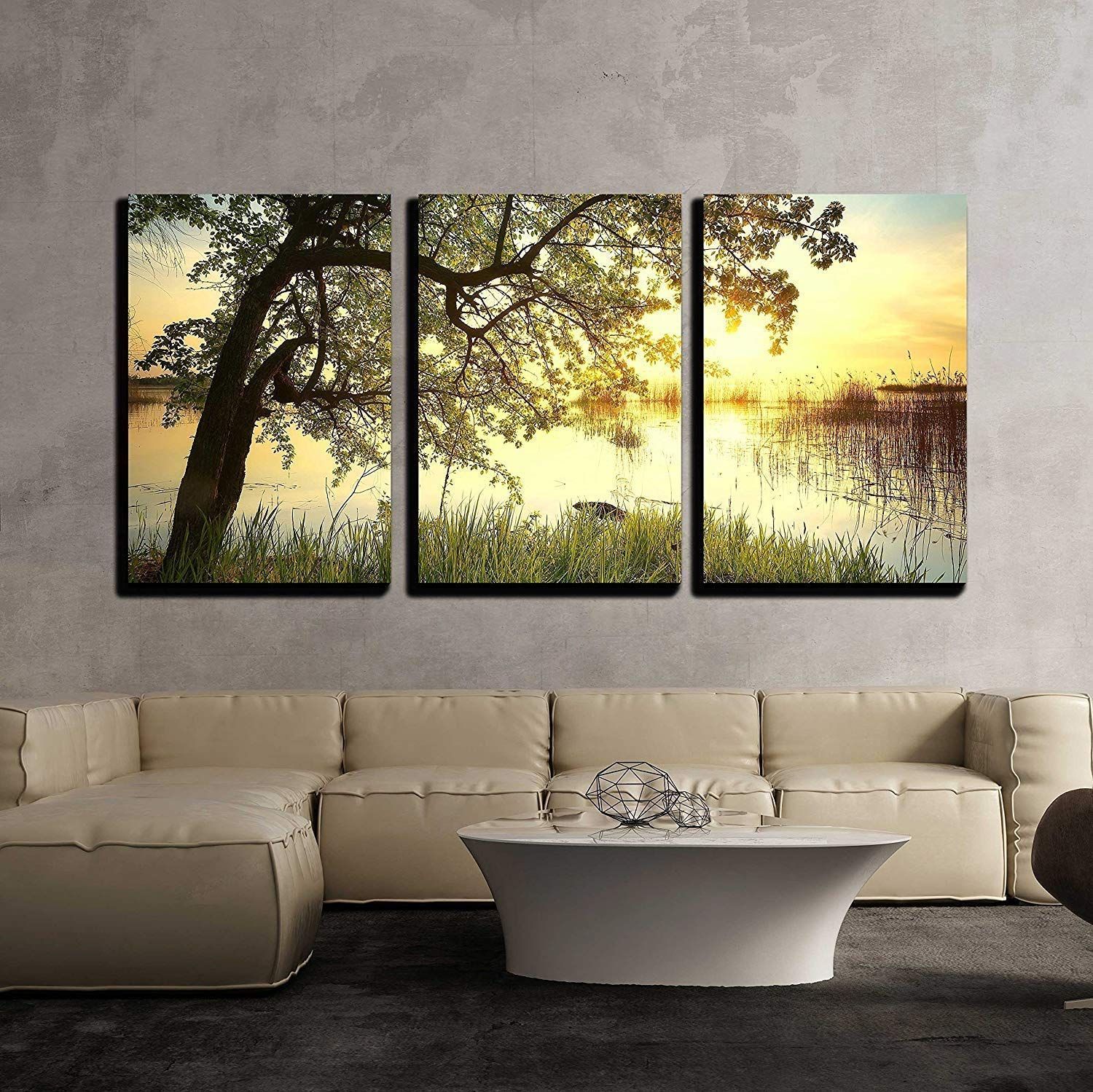 Wall26 – 3 Piece Canvas Wall Art – Tree Near Lake During Intended For Sunset Wall Art (View 8 of 15)