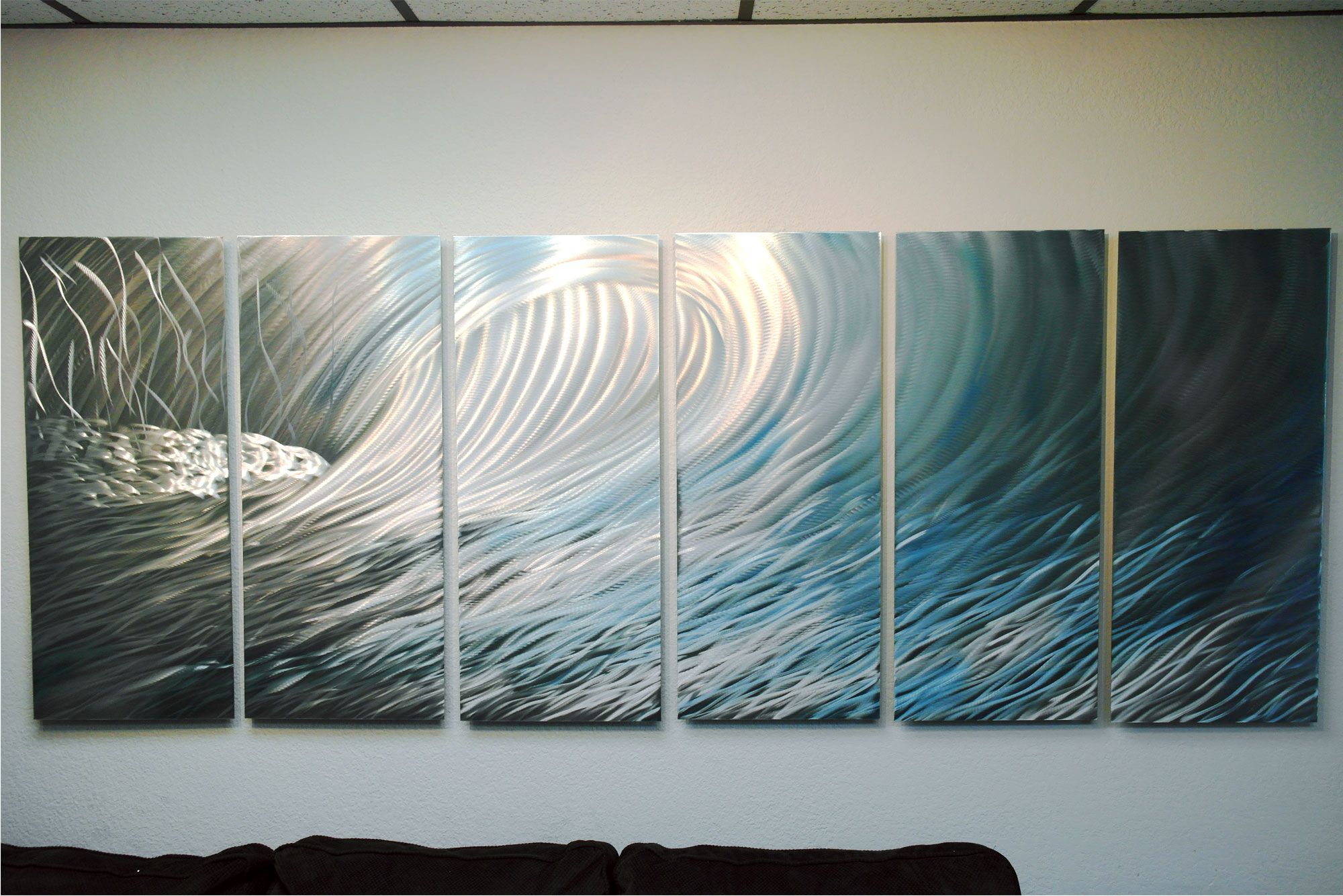 Wave 36x96 – Abstract Metal Wall Art Contemporary Modern In Wave Wall Art (View 5 of 15)