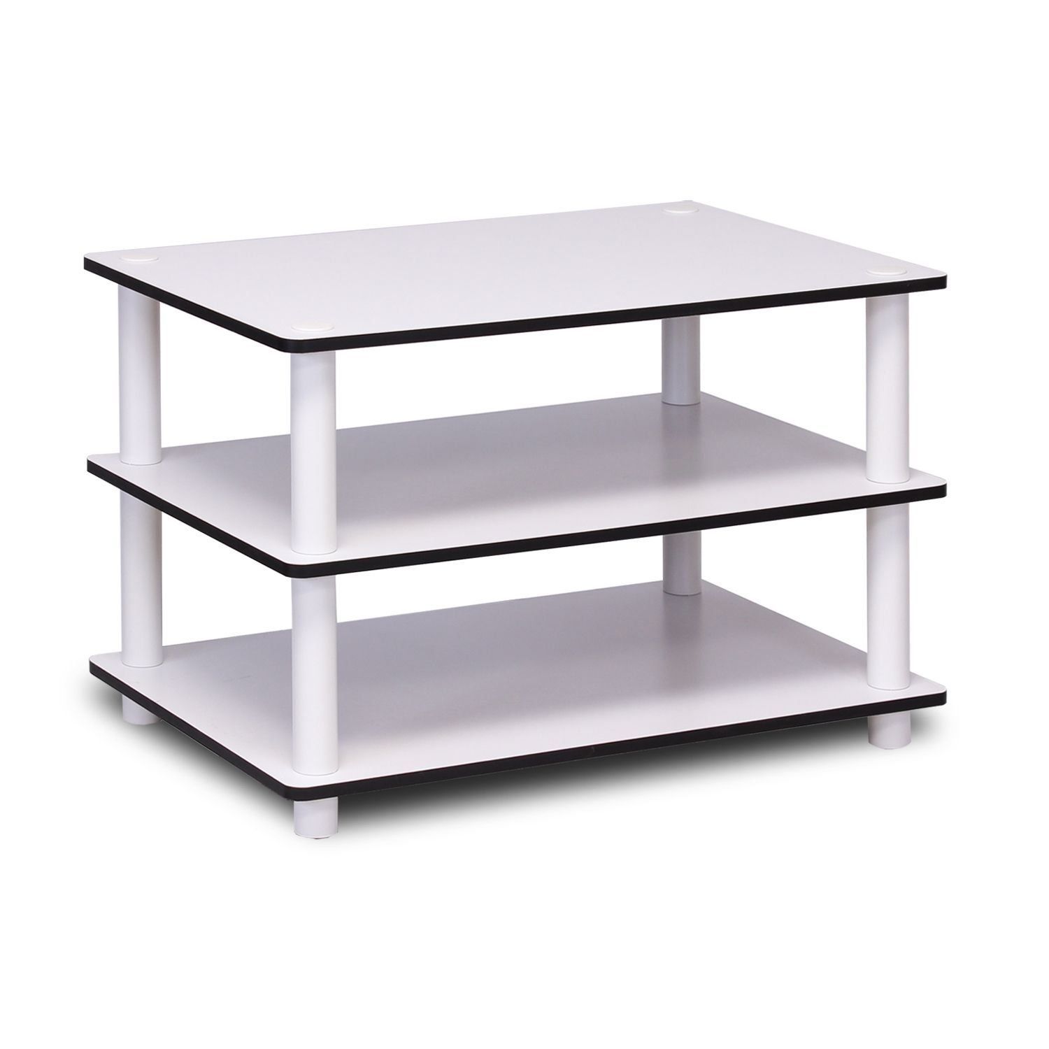 White Just 3 Tier No Tools Coffee Table, White | 1000 For 3 Tier Coffee Tables (View 9 of 15)
