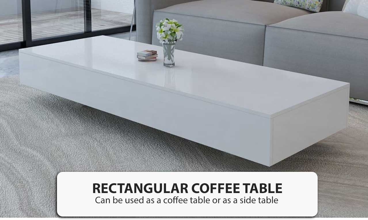 White Rectangular Coffee Table High Gloss Wood Modern Home In White Gloss And Maple Cream Coffee Tables (Photo 5 of 15)
