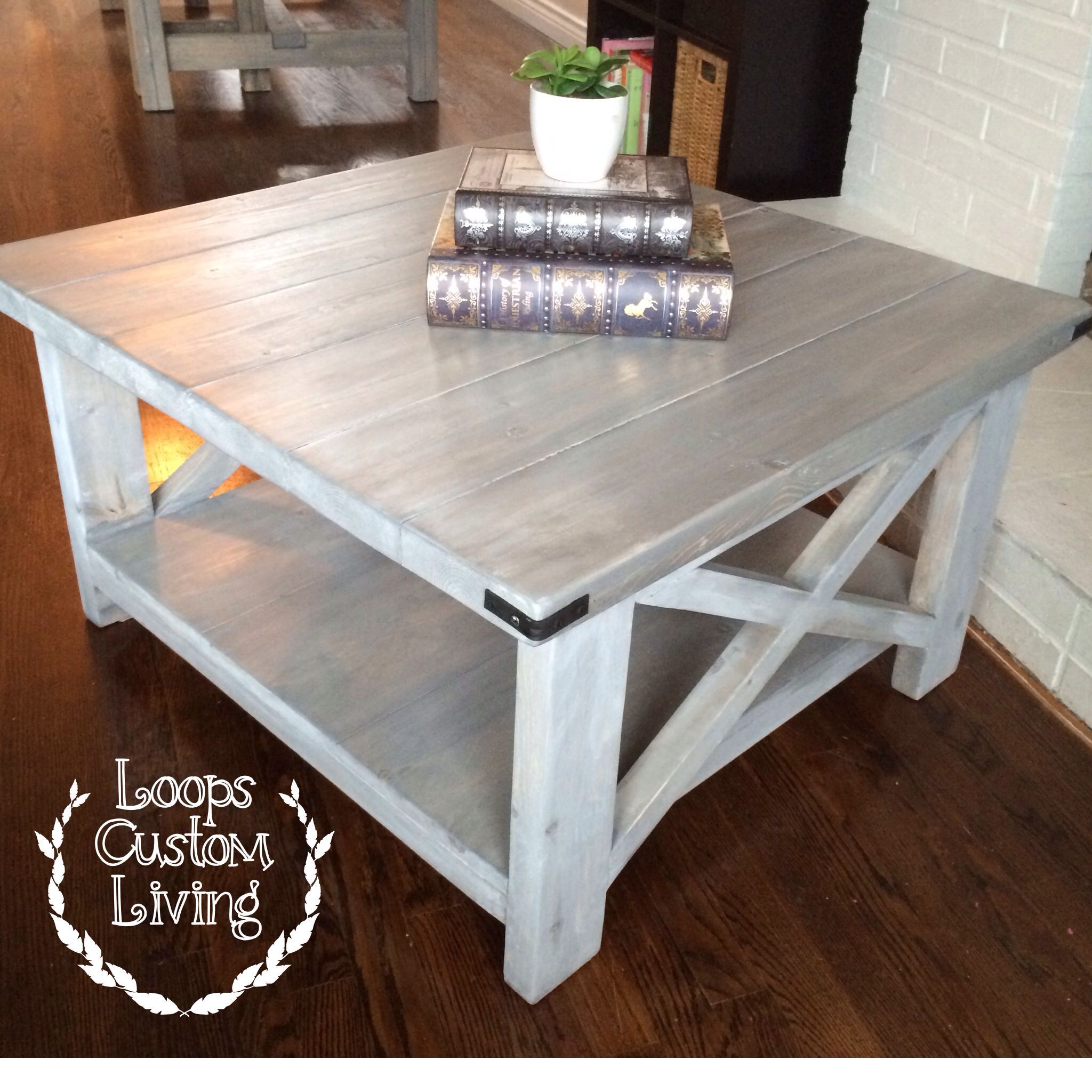 White Washed Grey Industrial Square Coffee Table Intended For Smoke Gray Wood Square Coffee Tables (View 12 of 15)