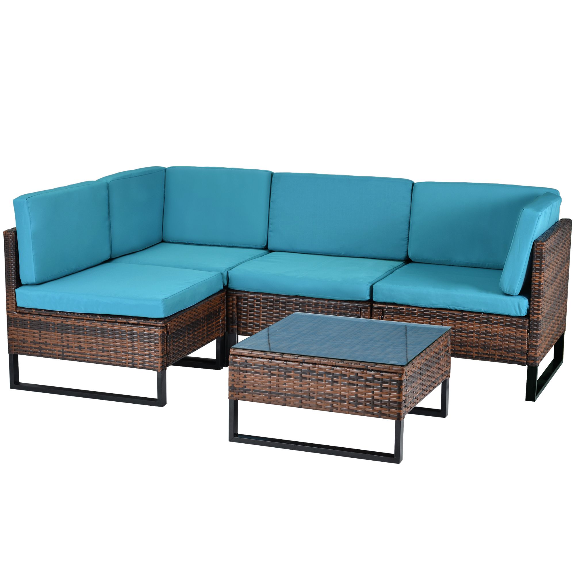 Wicker Patio Sectional Sets With Coffee Table, 2021 Intended For 5 Piece Coffee Tables (View 15 of 15)