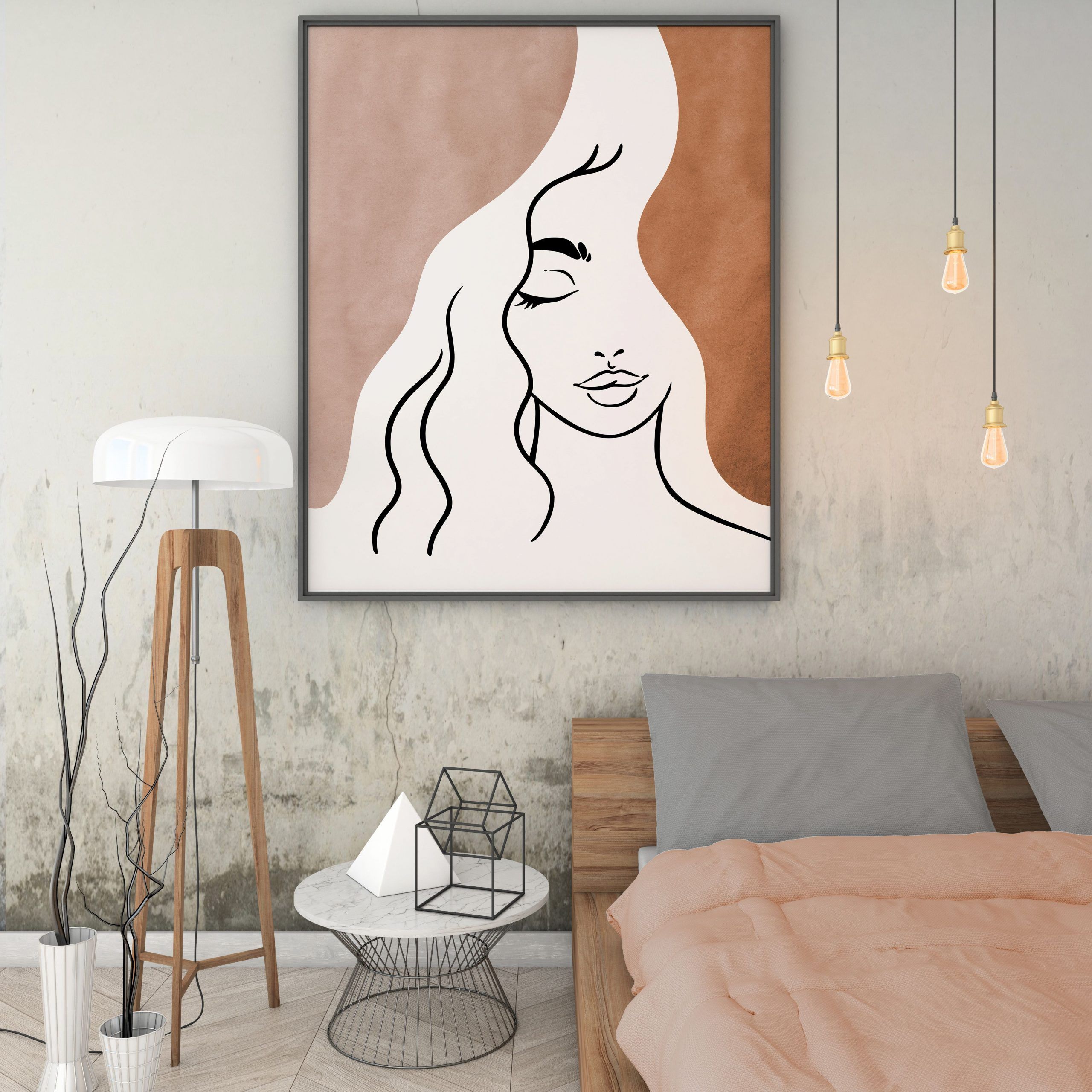 Woman Face Line Art Print, Abstract Face Line Drawing With Line Art Wall Art (Photo 1 of 15)