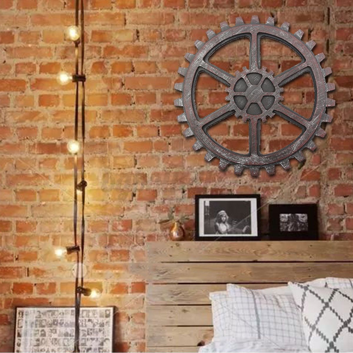 Wooden Gear Wall Art Industrial Antique Vintage Chic Throughout Retro Wood Wall Art (View 2 of 15)