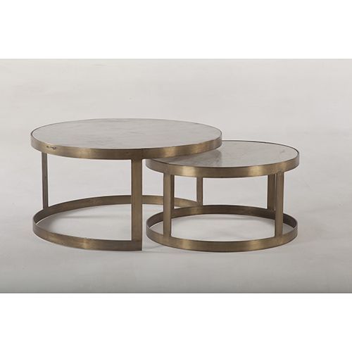 World Interiors Set Of Two White Marble And Antique Gold For Antique Gold Nesting Coffee Tables (View 11 of 15)