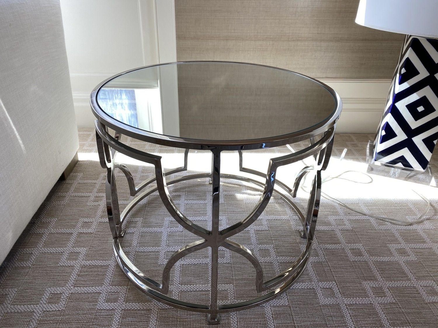 Worlds Away Round Polished Chrome Side Table With Mirrored Within Polished Chrome Round Cocktail Tables (Photo 6 of 15)