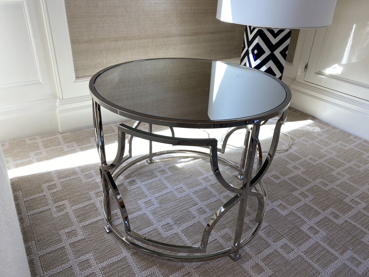 Worlds Away Round Polished Chrome Side Table With Mirrored Within Polished Chrome Round Cocktail Tables (Photo 2 of 15)