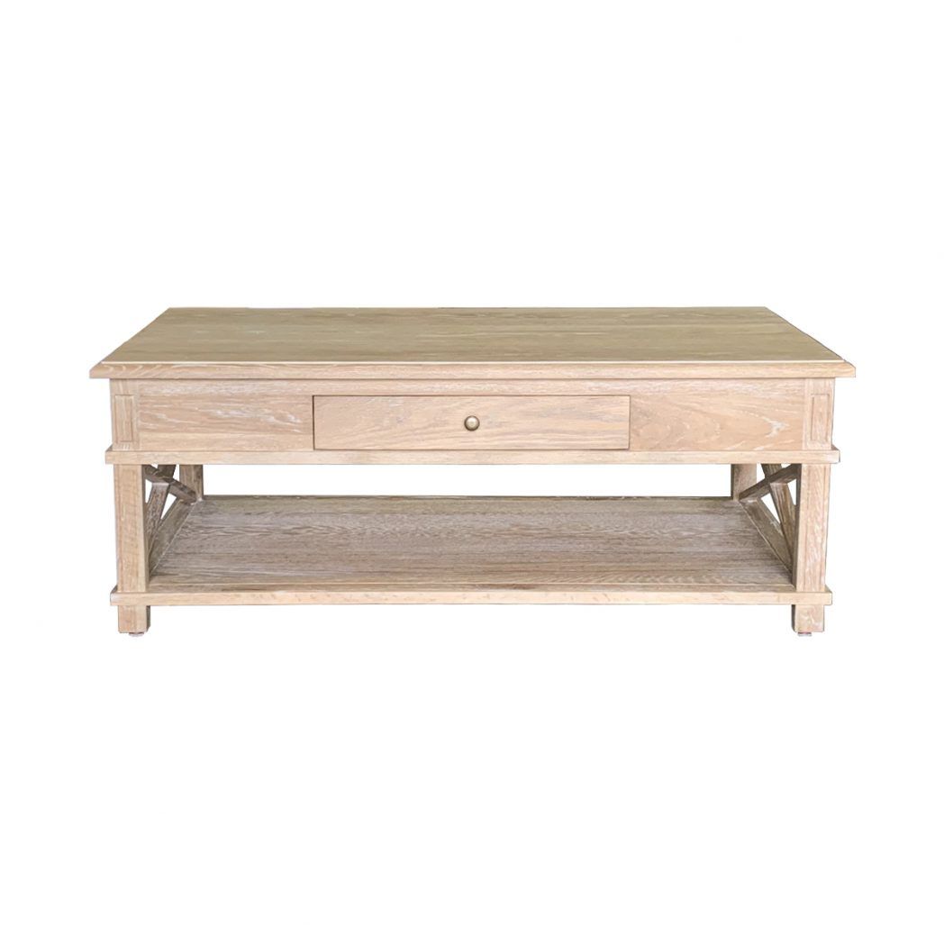 X Brace Coffee Table White Wash Oak | Jac Home Living With Oceanside White Washed Coffee Tables (View 12 of 15)